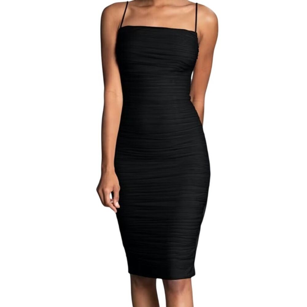 Dress The Population NWOT Black Dylan Ruched Bodycon Dress Size XS Sleeveless